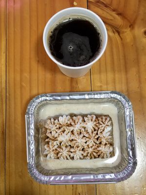 Tres leches & Coffee Americano at The Plant Based Factory in Miraflores