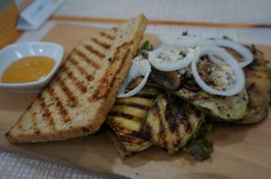 Grilled Vegetable Sandwich at The Plant Based Factory in Miraflores