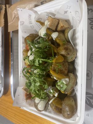 Papas mixto  at The Plant Based Factory in Miraflores