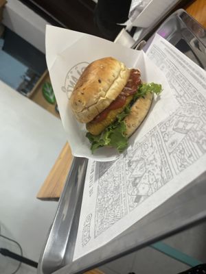 Napolitana burger  at The Plant Based Factory in Miraflores