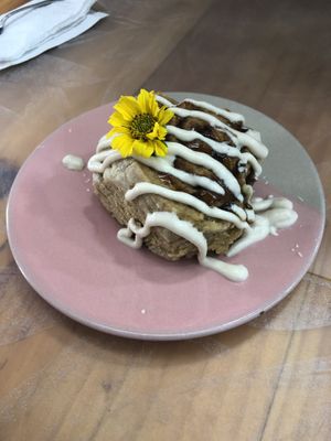 Cinnamon bun at The Plant Based Factory in Miraflores