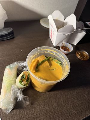 Pa bang curry and fresh tofu spring rolls  at Yellow Curry in Seaside