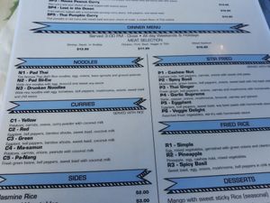 A sample of the menu. at Yellow Curry in Seaside