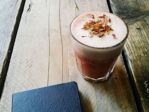 Raspberry and Rose Latte at SaladPride in London