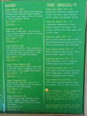Vegan Menu page 3 at Temple of Spices in Mermaid Beach