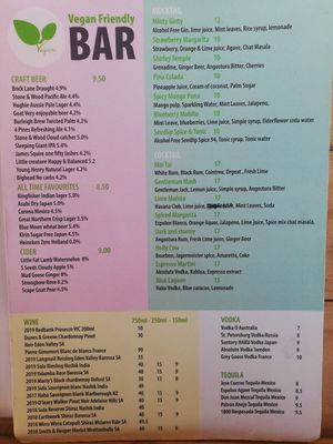 Vegan Drink Menu page 2 at Temple of Spices in Mermaid Beach