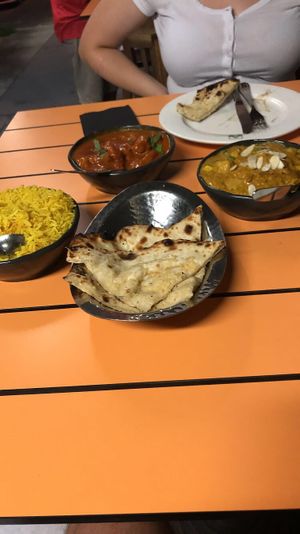 Butter chicken, Korma, Cheesey Naan bread at Temple of Spices in Mermaid Beach