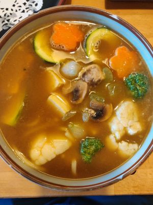 Veggie tofu curry soup at Cha-Ya in San Francisco