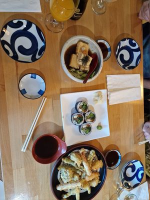Amazing food! Vegan roll, tofu and battered vegetables! at Cha-Ya in San Francisco