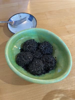 Black sesame mochi  at Cha-Ya in San Francisco