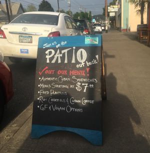 Patio and board
 at El Cubo de Cuba in Portland
