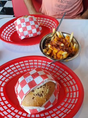 Fishy and krusty burger at Comet 984 in Playa Del Carmen
