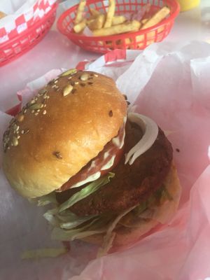 Delicious burger 🍔  at Comet 984 in Playa Del Carmen