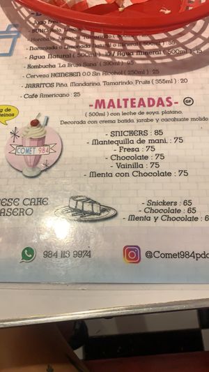 Menú  at Comet 984 in Playa Del Carmen