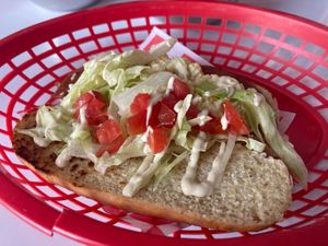 Scramble tofu sandwich at Comet 984 in Playa Del Carmen