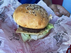 Spicy burger at Comet 984 in Playa Del Carmen