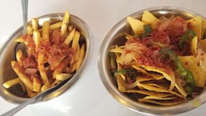 Loaded fries and nachos at Comet 984 in Playa Del Carmen
