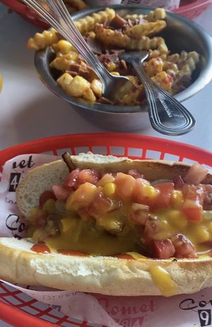 Cheese hot dog  at Comet 984 in Playa Del Carmen