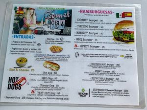 The menu, march 2023  at Comet 984 in Playa Del Carmen