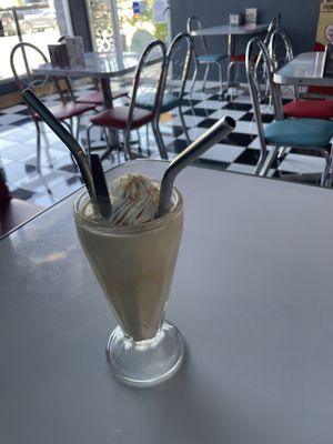 Peanut milkshake, DELICIOUS  at Comet 984 in Playa Del Carmen