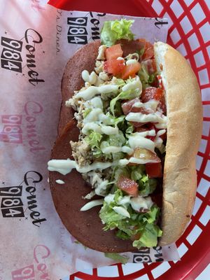 Tofu sandwich, very tasty   at Comet 984 in Playa Del Carmen