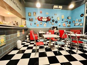 1950’s diner interior  at Comet 984 in Playa Del Carmen
