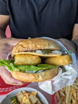 Fishy burger at Comet 984 in Playa Del Carmen