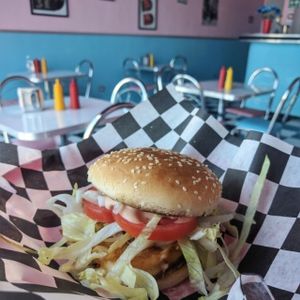 Krusty Burger (fried cheese) at Comet 984 in Playa Del Carmen