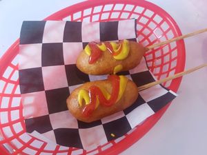 vegan corn dog at Comet 984 in Playa Del Carmen