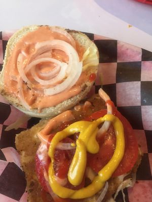 grilled cheese burger  at Comet 984 in Playa Del Carmen