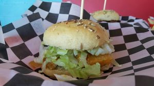 Fish burger  at Comet 984 in Playa Del Carmen