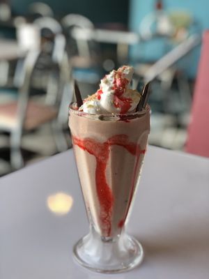 Strawberry milkshake  at Comet 984 in Playa Del Carmen