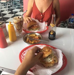 Krusty and Fish burger  at Comet 984 in Playa Del Carmen