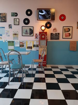 50's theme vegan restaurant at Comet 984 in Playa Del Carmen