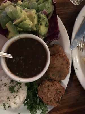 Fritters and avo salad  at Pambiche in Portland