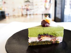 Green Tea Cake at Pomegranate Cafe in Los Angeles