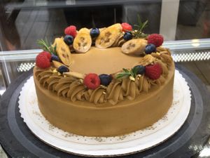 Salted caramel + chocolate banana cake at Pomegranate Cafe in Los Angeles