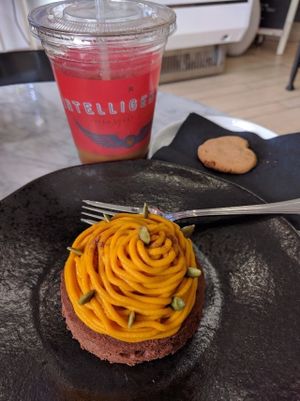 pumpkin cake at Pomegranate Cafe in Los Angeles