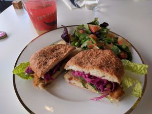 crab cake at Pomegranate Cafe in Los Angeles