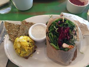 Raw veg wrap at Pomegranate Cafe in Los Angeles