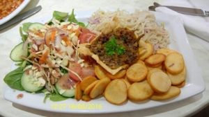 Mushroom, chestnut and cranberry tart. at Cafe 50 in Yeovil