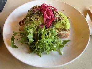 Avocado on toast with pickles   at Buhler & Co in East London