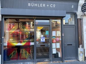 Cafe front  at Buhler & Co in East London