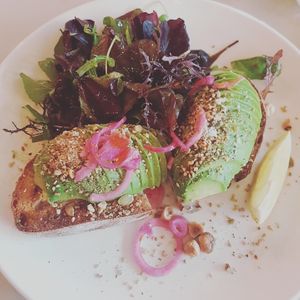 Avo on toast with dukkah at Buhler & Co in East London