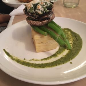 stuffed mushrooms on potatoes dauphinois  at Governors Bay Hotel in Christchurch