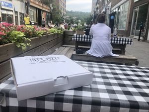 Patio at Dirty Pizza in Montreal