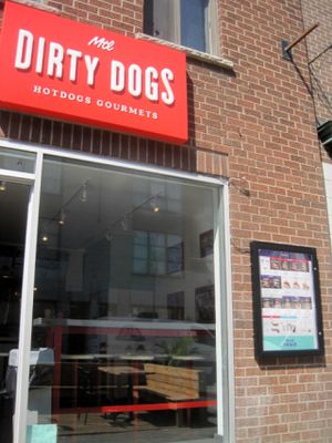 Storefront at Dirty Pizza in Montreal