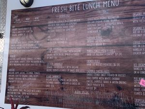 Menu ... (V) indicates vegan at Fresh Bite - Food Truck in Hanalei