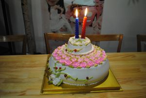 Custom made cake for an engagement party. at Kkotmil in Seoul