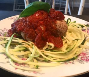 Zucchini Noodles and ";Meatballs";  at goodbeet in Haddon Township